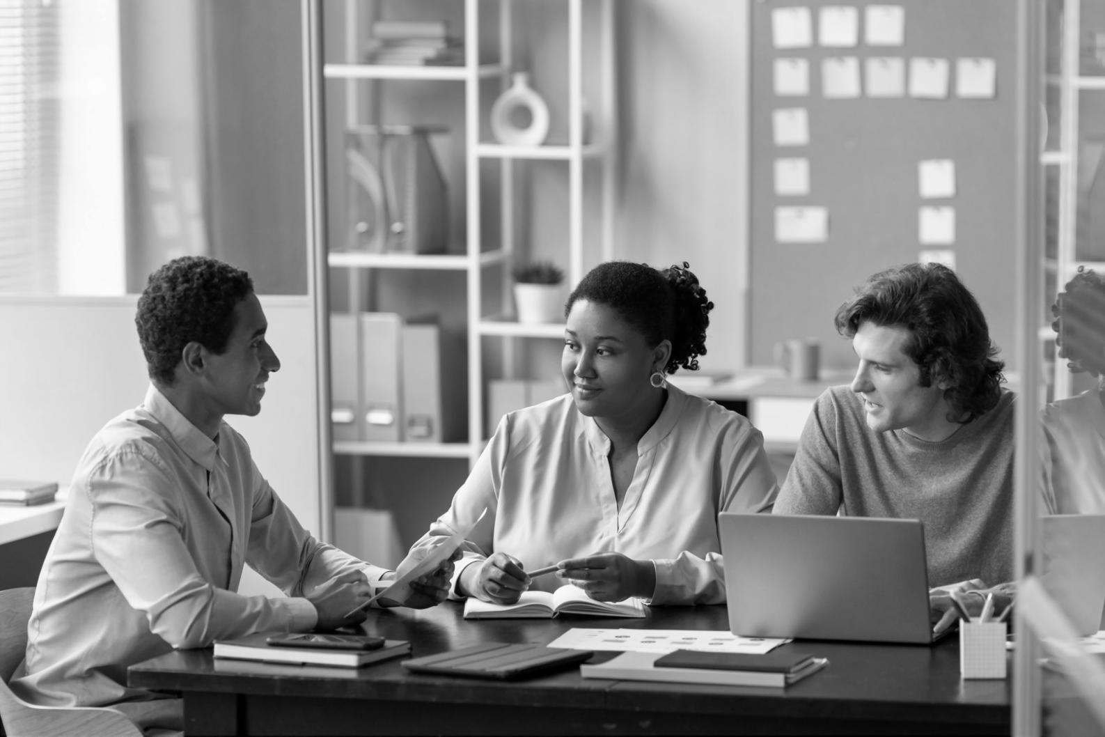 Professional business consultation environment showing modern office workspace